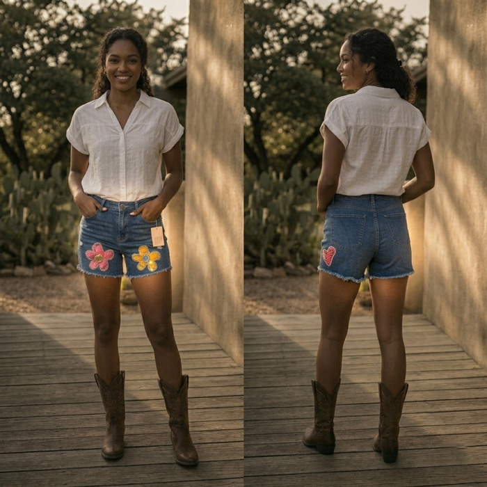 Shorts with two flowers