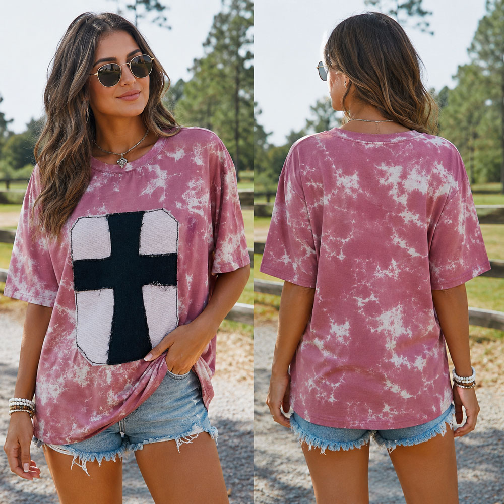 White pink Cross shirt Large