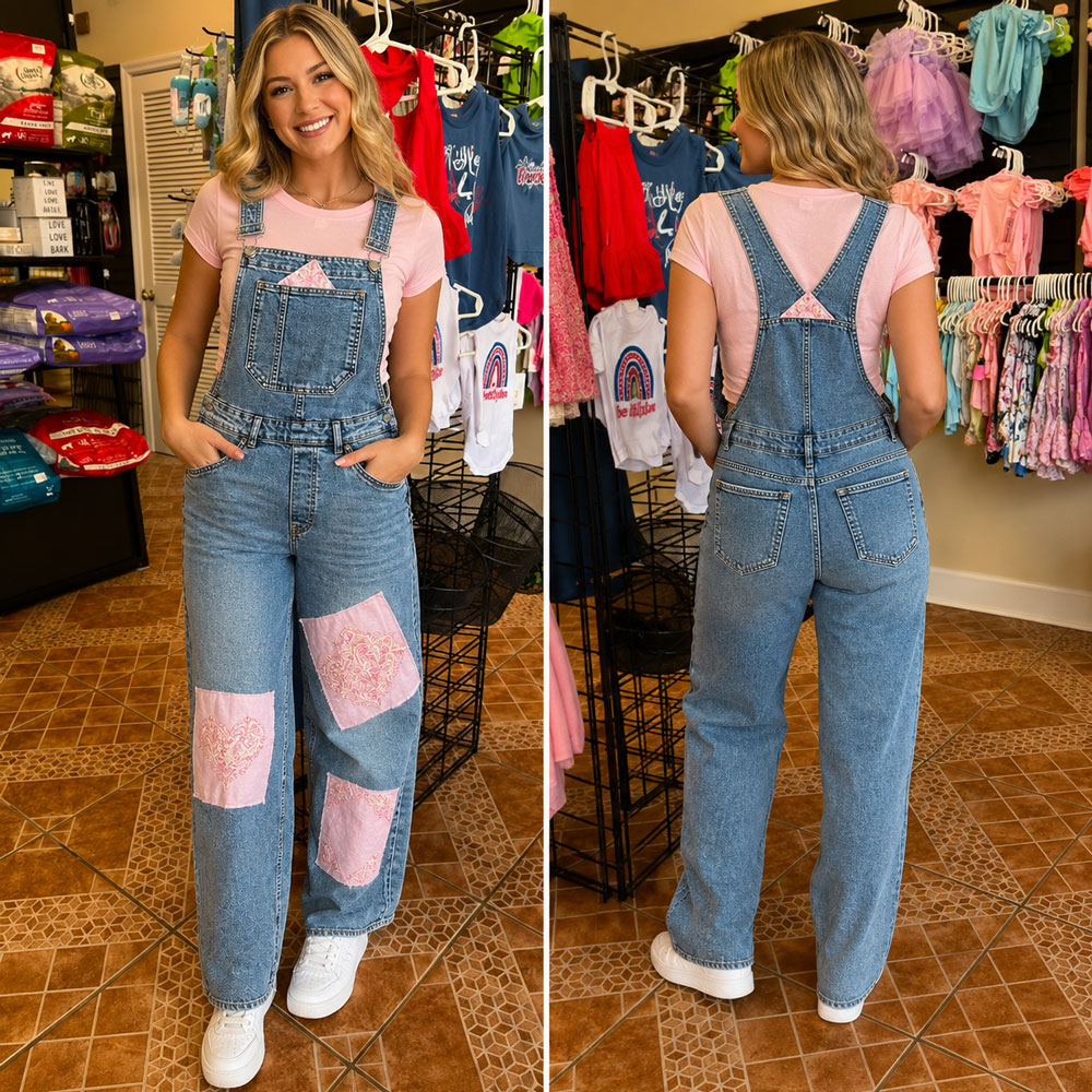 Pretty in Pink Size 7 Patchwork Overalls