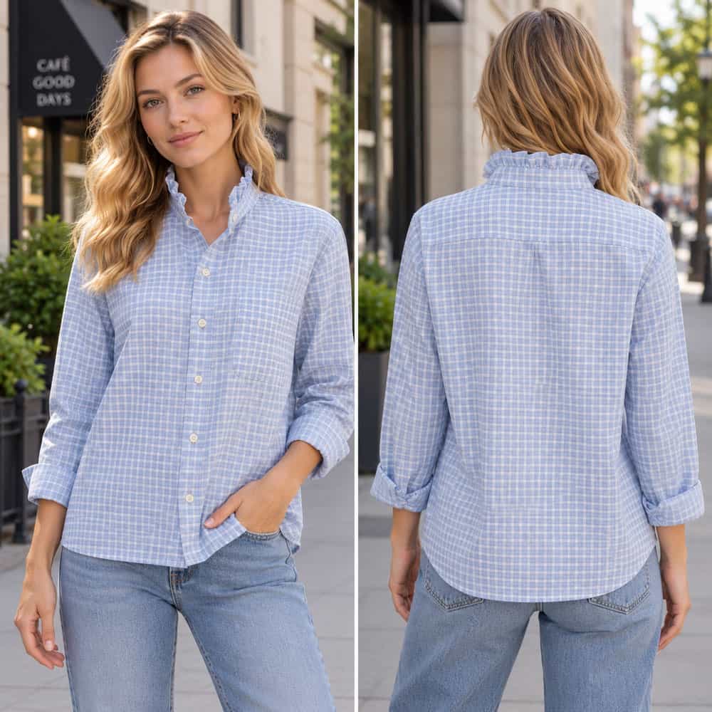 Ruffle Collar Men's L/S Shirt XL