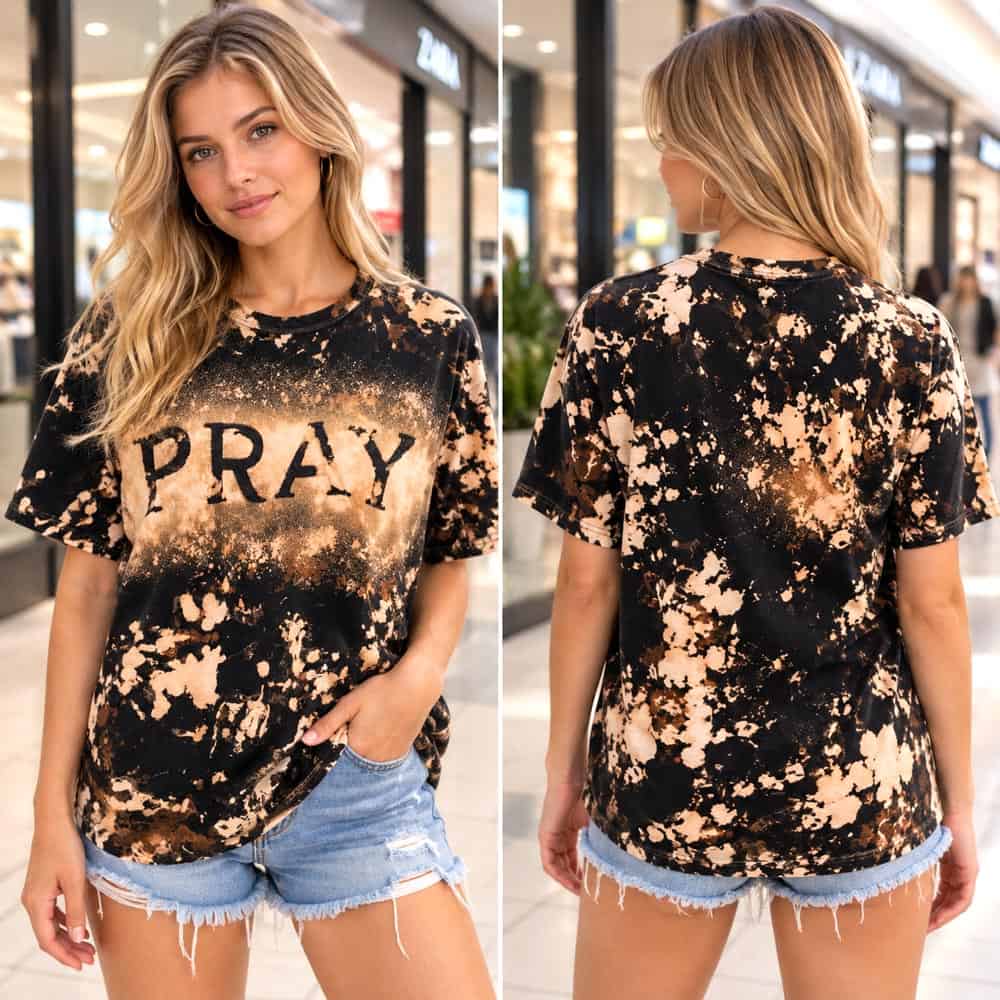 Cattle Print Bleach Tee PRAY Large