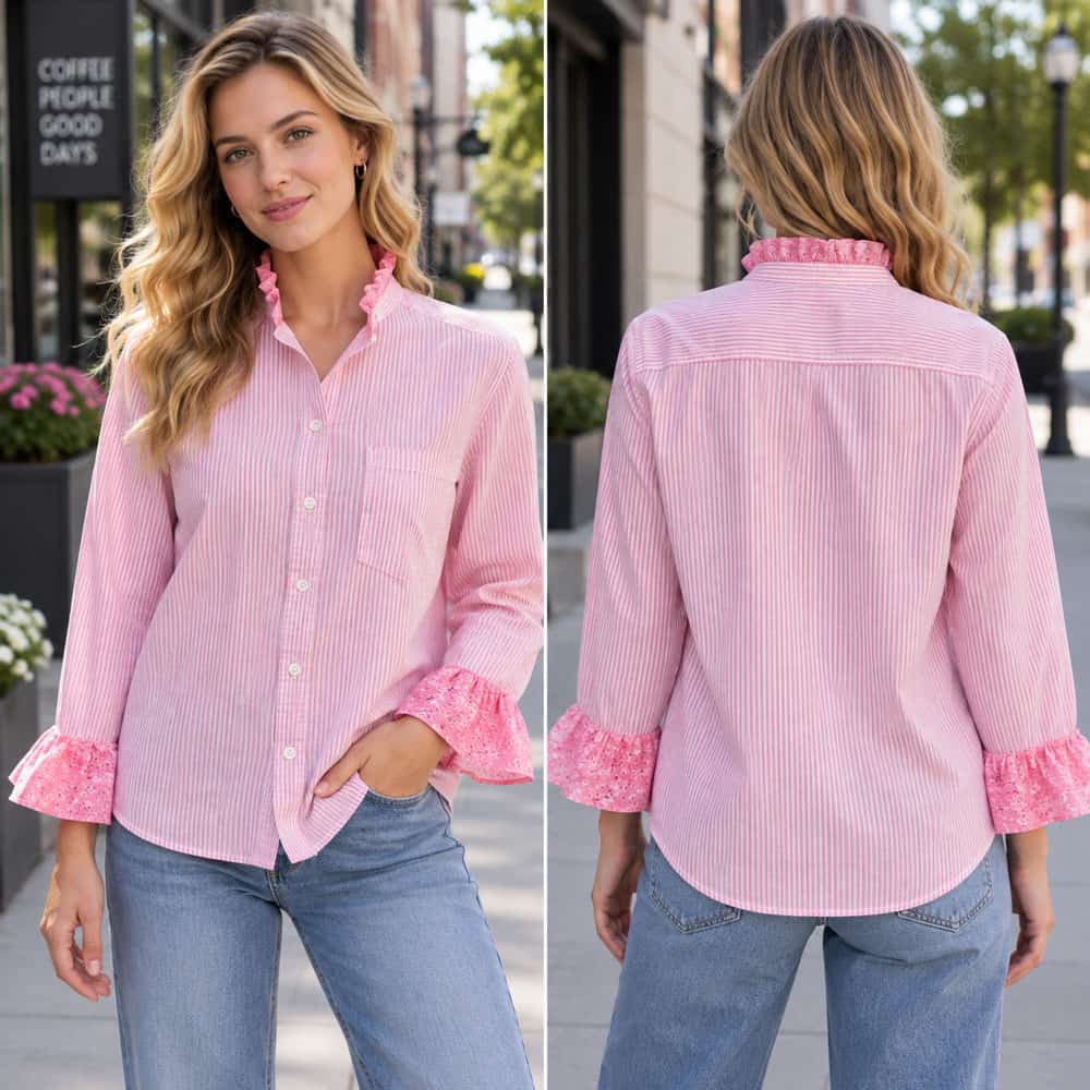 Ruffle Collar& Sleeve Men's Shirt
