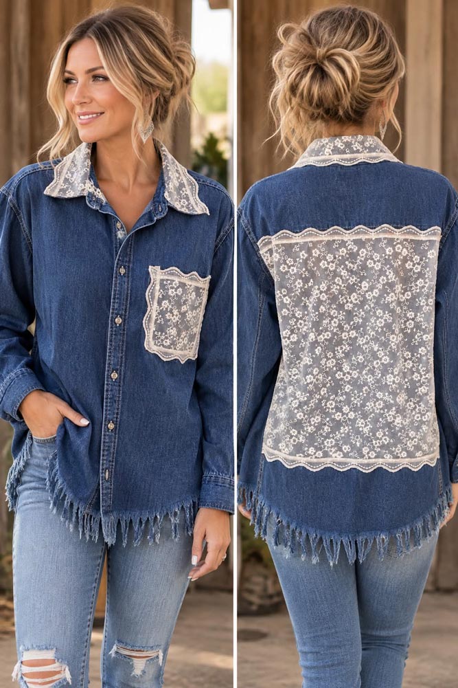 Denim and lace Large